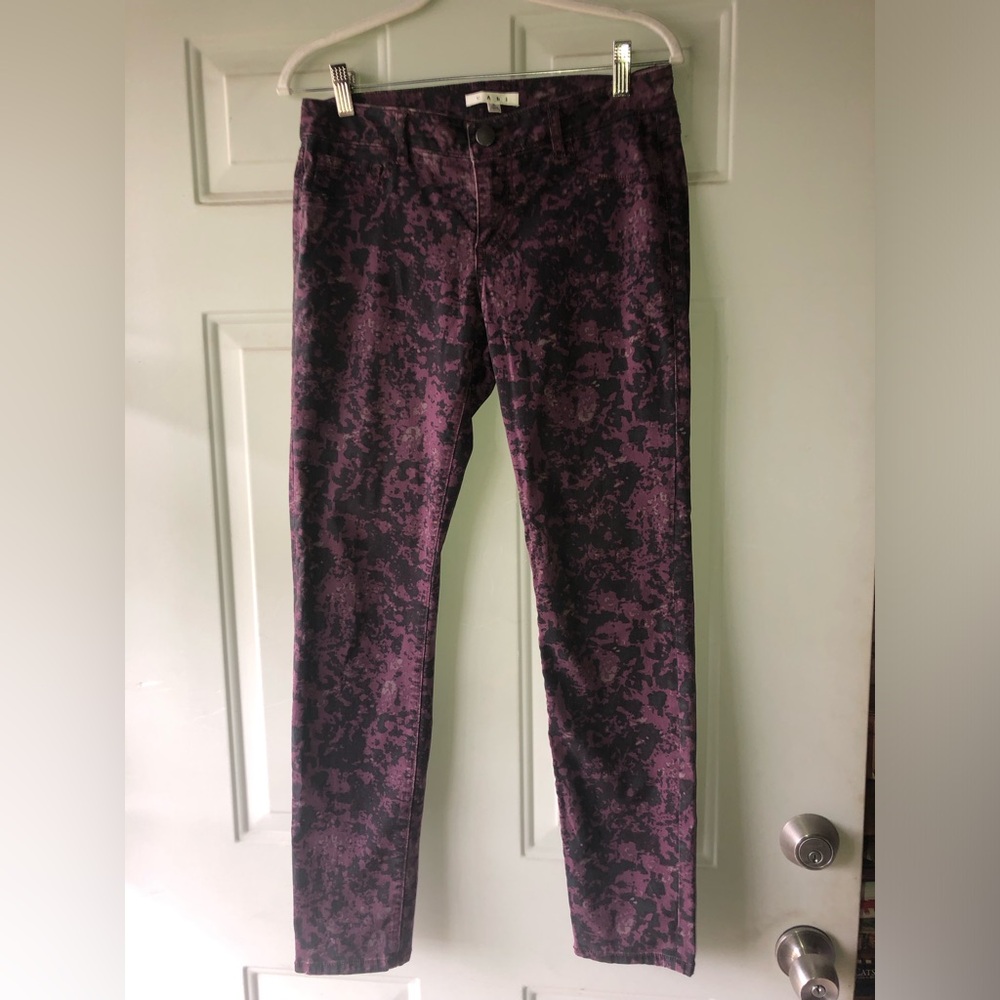 Cabi Twilight purple/black print jeans size 4